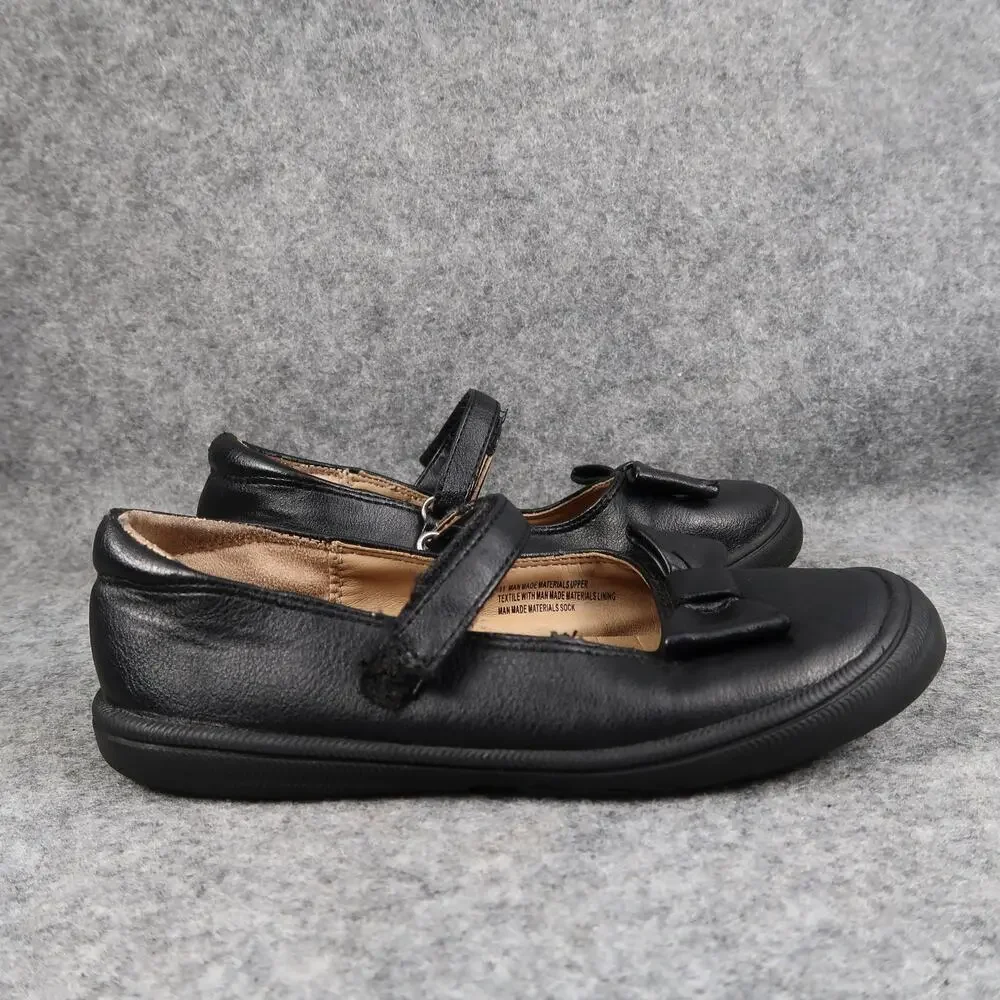 Cat & Jack Shoes Kids 11 Girls Mary Jane Flats Casual Bow Black Adjustable Strap